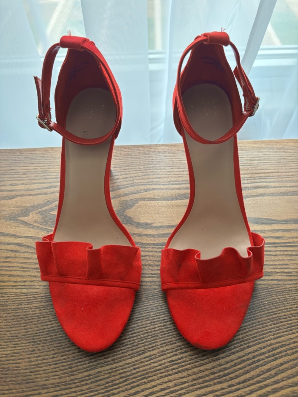 a new day Red Ruffle Ankle-Strap Heels
